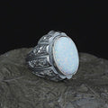 Anillo de plata de ley 925 hecho a mano con gema de ópalo blanco fuego para hombre