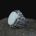 Anillo de plata de ley 925 hecho a mano con gema de ópalo blanco fuego para hombre