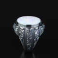 Anillo de plata de ley 925 hecho a mano con gema de ópalo blanco fuego para hombre