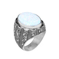 Anillo de plata de ley 925 hecho a mano con gema de ópalo blanco fuego para hombre