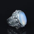 925 Sterling Silver Turkish Men Handmade Moonstone Gemstone Ring