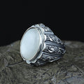 Anillo turco para hombre hecho a mano de plata de ley 925 con piedra lunar arcoíris natural.