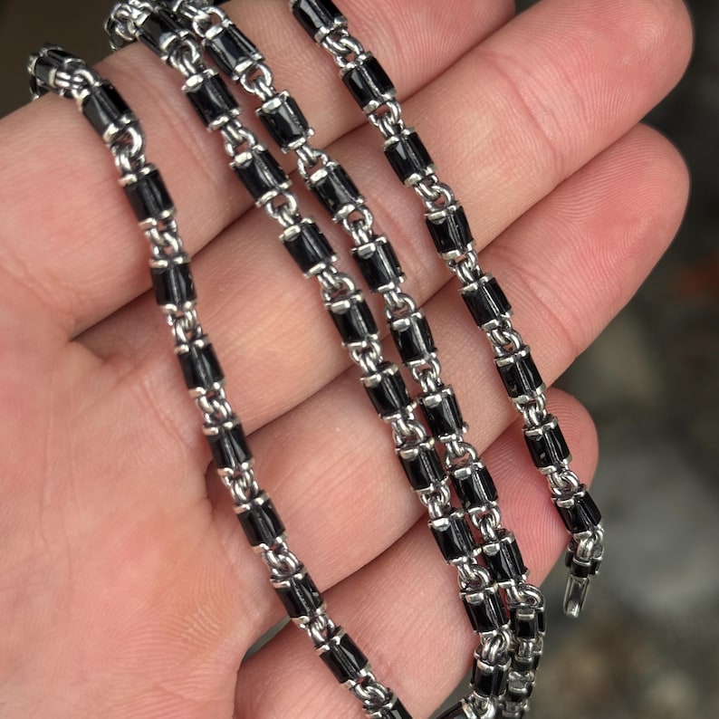 Halskette aus 925er Sterlingsilber mit Onyx-Edelstein