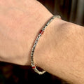 Men Handmade Ruby Stone Byzantine Chain Bracelet