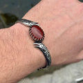 925 Sterling Silver Handmade Red Agate Zulfiqar Sword Cuff Bracelet