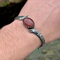 925 Sterling Silver Handmade Red Agate Zulfiqar Sword Cuff Bracelet