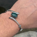 925 Sterling Silver Green Agate Zulfiqar Sword Chain Bracelet
