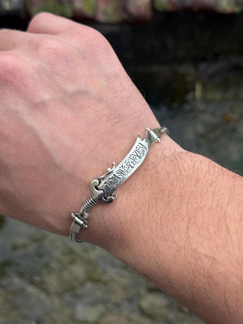Men Handmade Foxtail Chain Zulfiqar Sword Bracelet