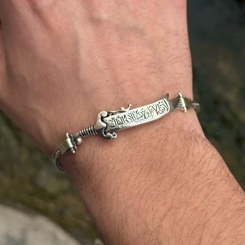 Men Handmade Foxtail Chain Zulfiqar Sword Bracelet