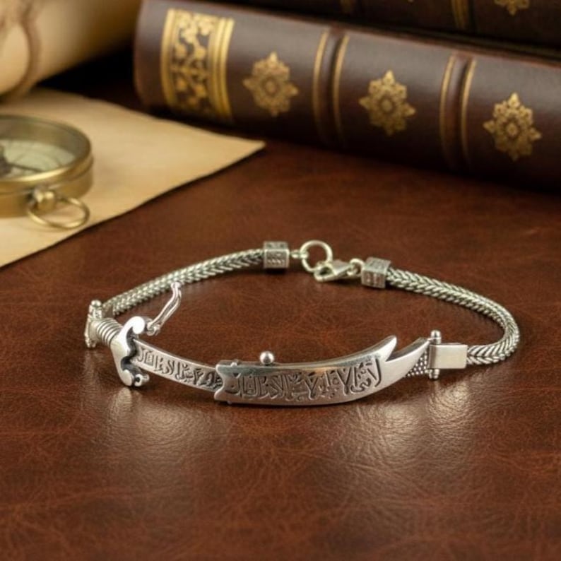 Men Handmade Foxtail Chain Zulfiqar Sword Bracelet