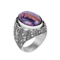Mens Silver Natural Purple Tiger Eye Turkish Handmade Ring