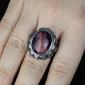 Mens Silver Natural Purple Tiger Eye Turkish Handmade Ring