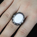 Anillo de plata de ley 925 hecho a mano con gema de ópalo blanco fuego para hombre