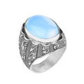 925 Sterling Silver Turkish Men Handmade Moonstone Gemstone Ring