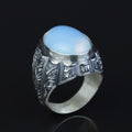 925 Sterling Silver Turkish Men Handmade Moonstone Gemstone Ring