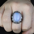 925 Sterling Silver Turkish Men Handmade Moonstone Gemstone Ring