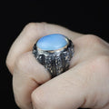 925 Sterling Silver Turkish Men Handmade Moonstone Gemstone Ring