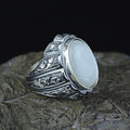 Anillo turco para hombre hecho a mano de plata de ley 925 con piedra lunar arcoíris natural.