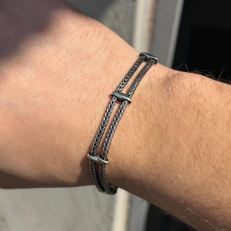 925 Sterling Silver Handmade Foxtail Chain Bracelet