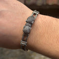 925 Silver Panther Head Chain Black Diamond Bracelet