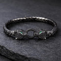 925 Silver Panther Tiger Head Bracelet Emerald Eyes Diamond Men Snake Luxury Bracelet
