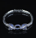 925 Silver Sapphire Gemstone Panther Head Snake Chain Bracelet