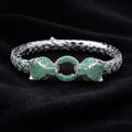 925 Sterling Silver Python Emerald Wildcat Panther Bracelet