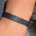 925 Sterling Silver Black Rhodium Sapphire Snake Chain Bracelet