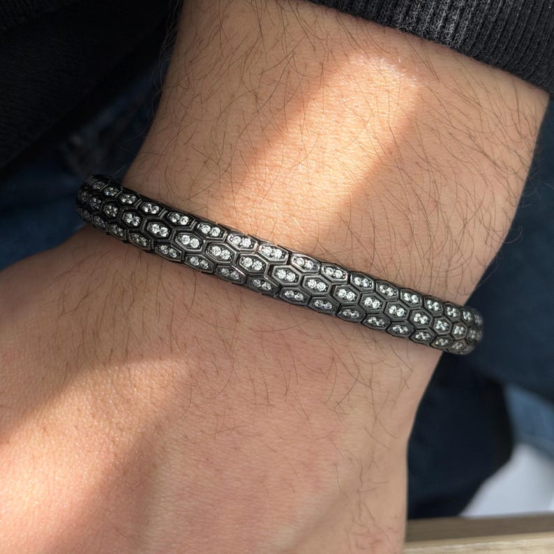 925 Sterling Silver Cz Stone Luxury Zircon Snake Bracelet