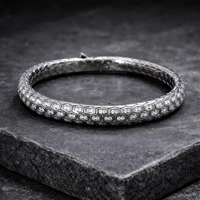 925 Sterling Silver Cz Stone Luxury Zircon Snake Bracelet
