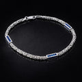 925 Silver Sapphire Stone Byzantine King Chain Bracelet