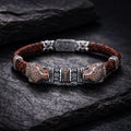 925 Silver Handmade Ruby Gemstone Panther Leather Bracelet