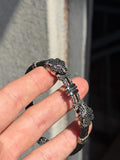 925 Silver Cz Black Diamond Panther Head Leather Bracelet