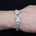 925 Silver Double Panther Head Bracelet Iced Out Snake Panther Bracelet
