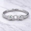 925 Silver Double Panther Head Bracelet Iced Out Snake Panther Bracelet