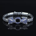 925 Silver Sapphire Gemstone Panther Head Snake Chain Bracelet