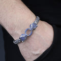 925 Silver Sapphire Gemstone Panther Head Snake Chain Bracelet