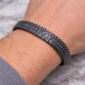 925 Sterling Silver Black Rhodium Sapphire Snake Chain Bracelet