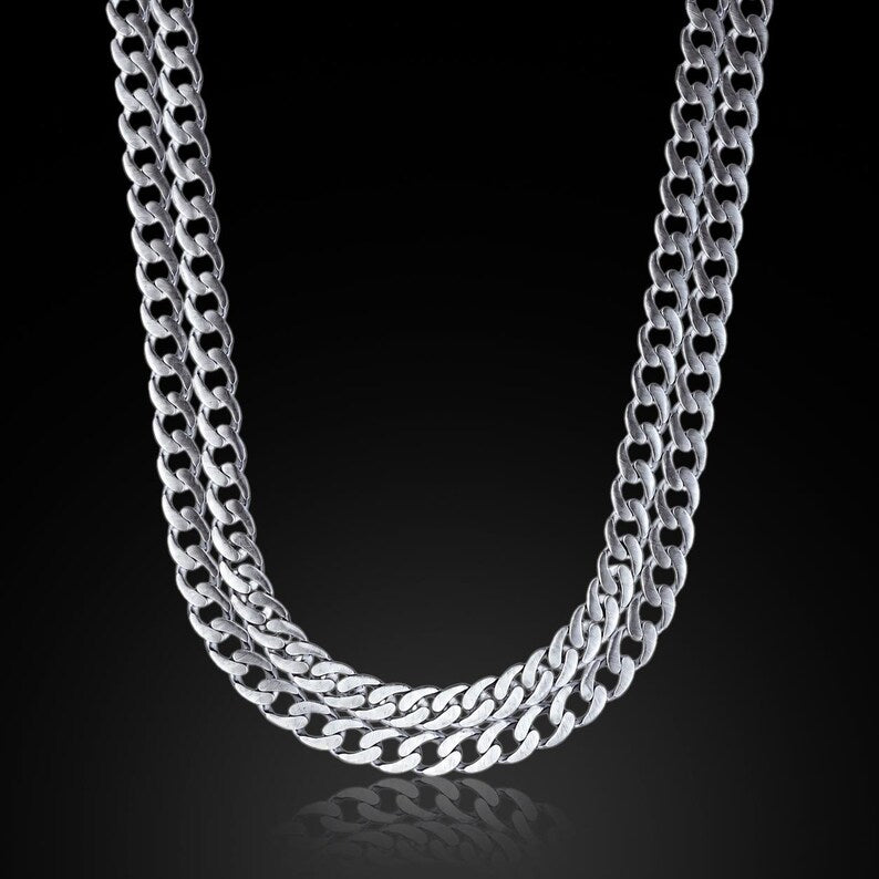 925 Sterling Silver 15MM Double Cuban Curb Chain Necklace