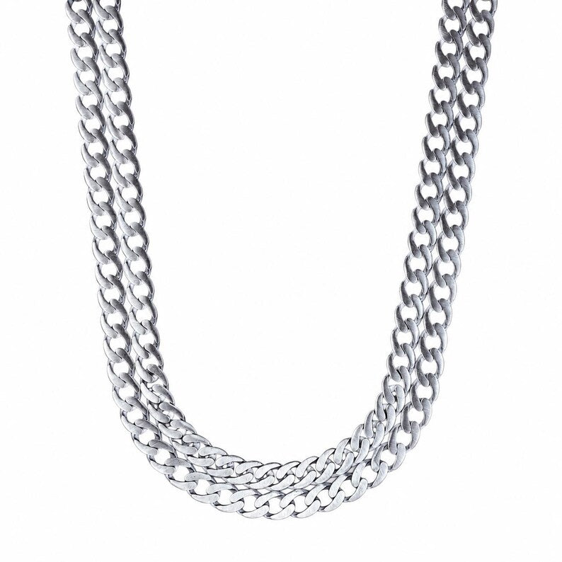 925 Sterling Silver 15MM Double Cuban Curb Chain Necklace