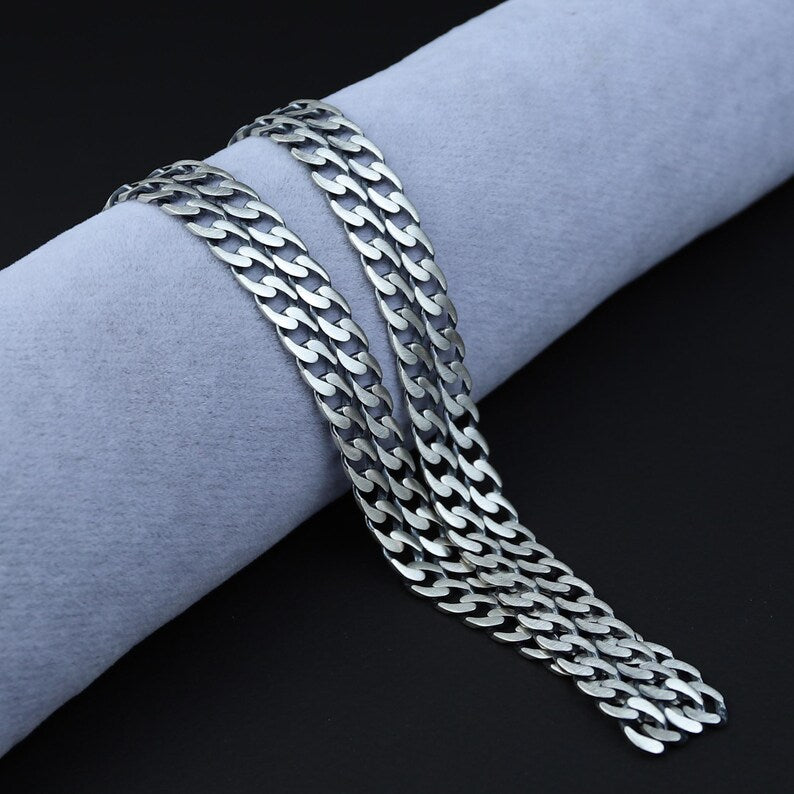 925 Sterling Silver 15MM Double Cuban Curb Chain Necklace