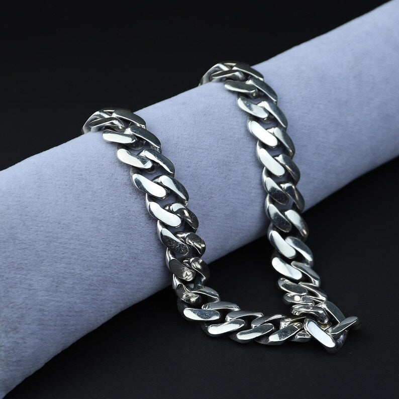 925 Solid Silver 16MM Men Cuban Solid Thick Heavy Chain Necklace