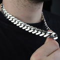 925 Solid Silver 16MM Men Cuban Solid Thick Heavy Chain Necklace