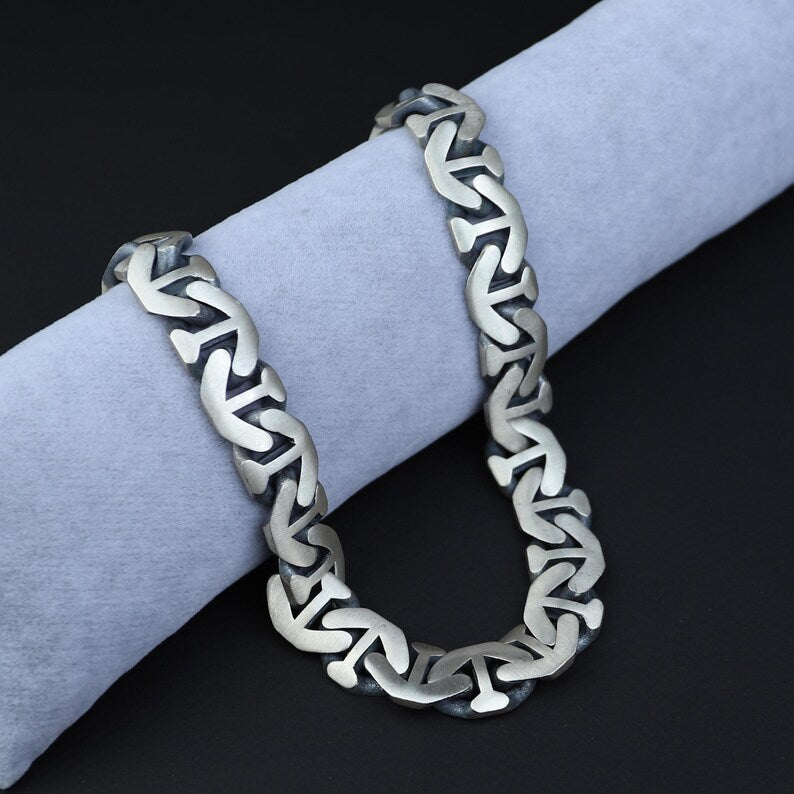 925 Solid Silver 16MM Heavy Anchor Chain Men Cuban Necklace