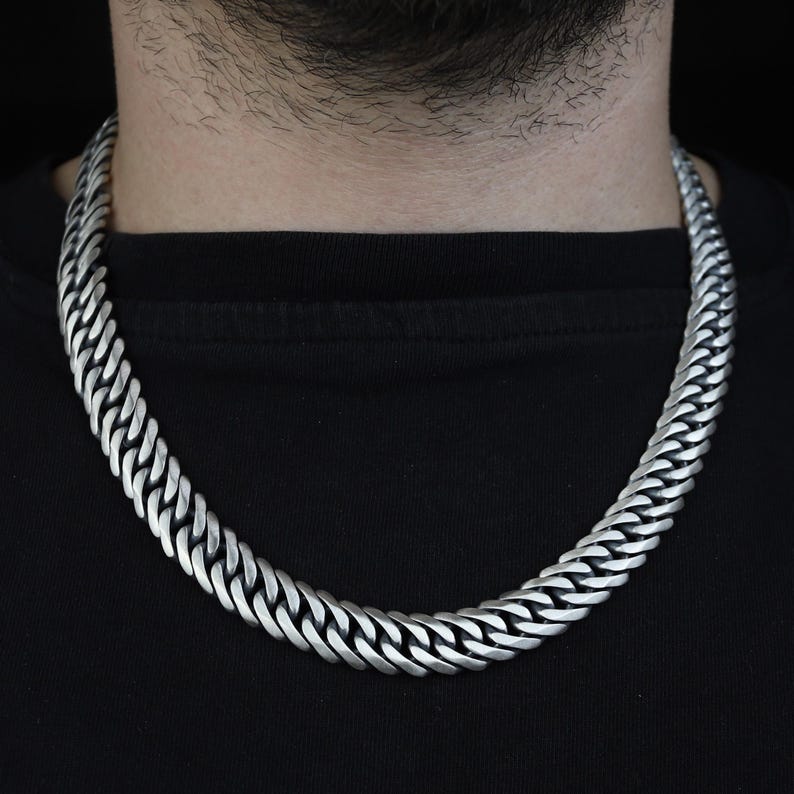 Solid Silver Men 13MM Heavy Cuban Curb Link Chain Necklace