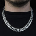 Solid Silver 15MM Men Cuban Solid Thick Curb Chain Necklace
