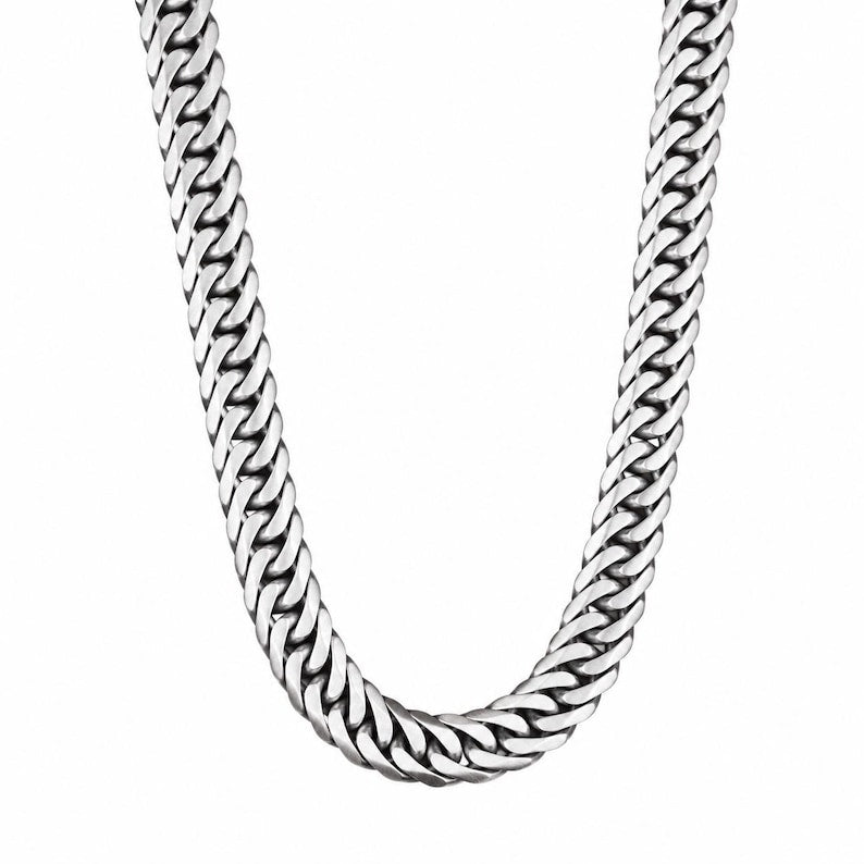 925 Silver Solid Heavy 17MM Curb Chain Oxidized Necklace
