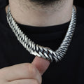 925 Silver Solid Heavy 17MM Curb Chain Oxidized Necklace