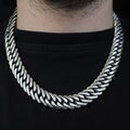 925 Silver Solid Heavy 17MM Curb Chain Oxidized Necklace