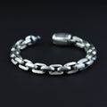 Sterling Silver Cable Solid Silver Onyx Stone Chain Bracelet